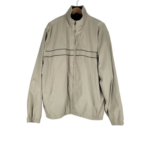 Van Heusen Full Zip Jacket Mens Size Large Lightweight Lined Beige - Picture 1 of 9